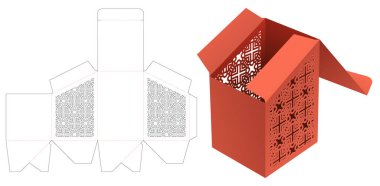 Şablonlu eğimli paketleme kutusu die cut şablonu ve 3B maketi
