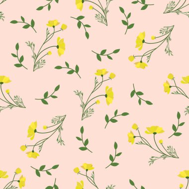 Kusursuz çiçek desenli karikatür deseni düz stil