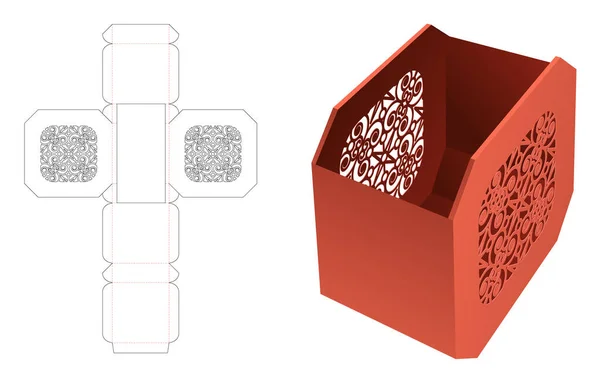 Caja Papelería Octagonal Con Plantilla Estampada Troquelada Maqueta — Vector de stock