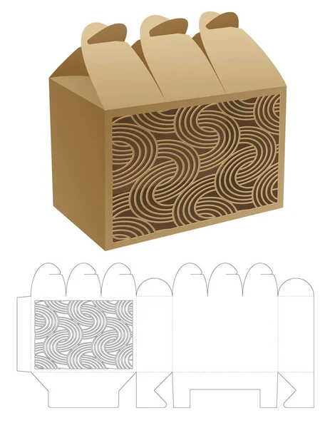 Lockable Box Stenciled Curved Die Cut Template Mockup — Image vectorielle