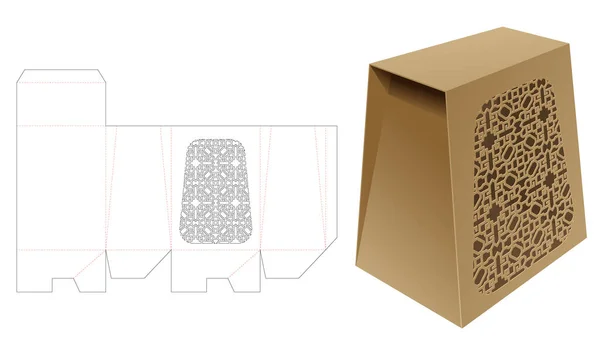 Tall Trapezoid Packaging Box Stenciled Pattern Die Cut Template Mockup — Διανυσματικό Αρχείο