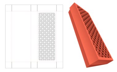 Cardboard Japanese long packaging box die cut template and 3D mockup