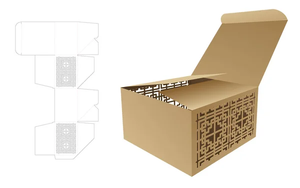 Упаковка Коробка Умереть Шаблон Резки Макет — стоковый вектор