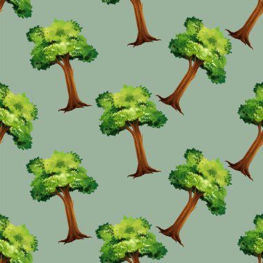 ağaç karikatür çizimi kusursuz desen