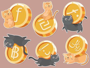 Miyav ve bozuk para çıkartması çizgi film koleksiyonu