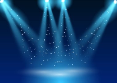 Koyu arkaplanda soyut mavi ışık. Vektör illüstrasyonu