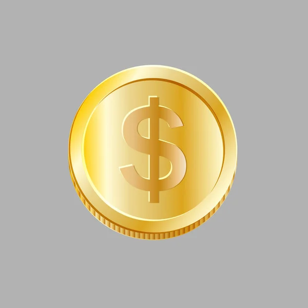 Gold Coin Dollar Sign Isolated Grey Background Vector Illustration 图库矢量图片