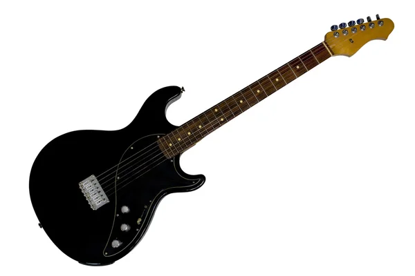 Zwarte gitaar witte achtergrond — Stockfoto