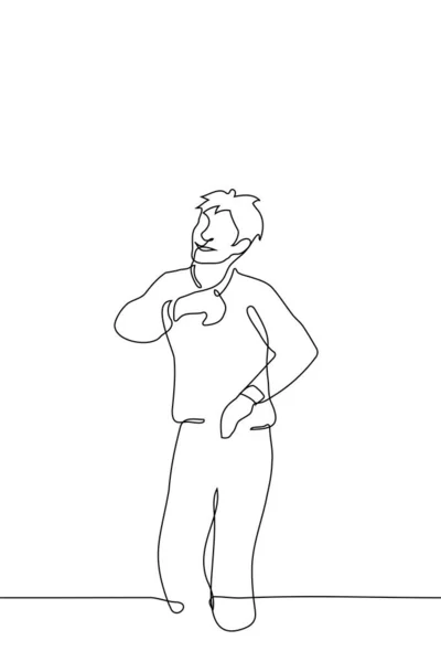 Hombre Está Pie Bailando Una Línea Dibujo Vector Concepto Danza — Vector de stock