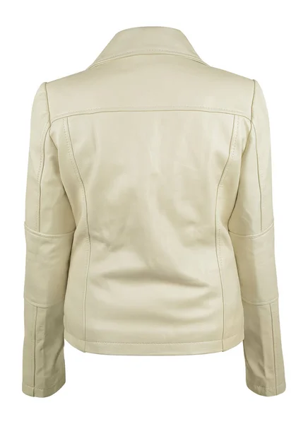 Veste Cuir Femme Couleur Beige Isolée Sur Fond Blanc Veste — Photo