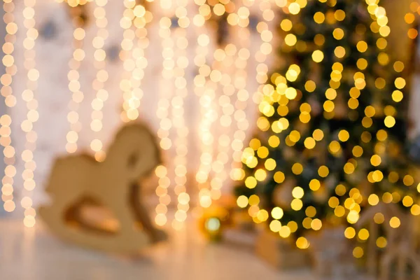Une Texture Floue Une Pièce Avec Des Lumières Noël Cheval — Photo