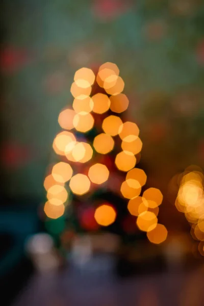 Absztrakt Karácsonyfa Bokeh Dekoráció Elmosódott Háttér Karácsonyfa Fényben Nem Fókuszál — Stock Fotó