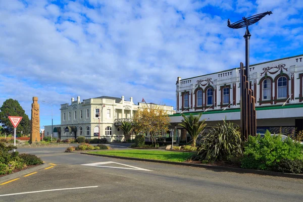 Opotiki Nowa Zelandia Zabytkowy Bridger Building 1915 Pierwszy Plan Masonic — Zdjęcie stockowe