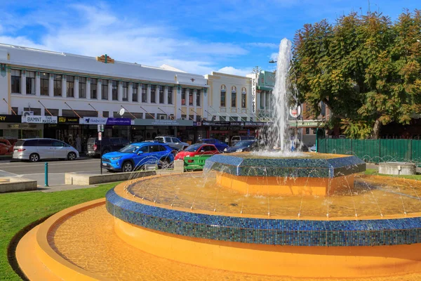 Napier Nový Zéland Barevná Fontána Tait Budovami Art Deco Let — Stock fotografie