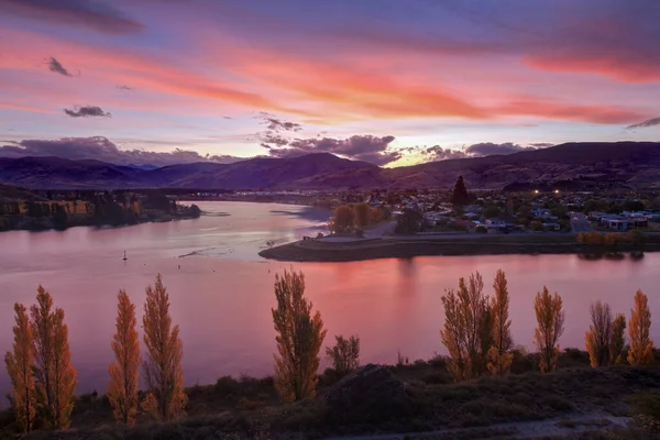 Cromwell Uma Cidade Ilha Sul Nova Zelândia Vista Pôr Sol — Fotografia de Stock
