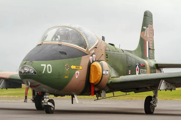 Brytyjski Samolot Szturmowy Bac Strikemaster Samolot Odrzutowy Lat Tych Wystawie — Zdjęcie stockowe