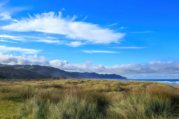 Океанський Пляж Районі Бухти Гоук Нова Зеландія Смачні Хмари Нависають — стокове фото