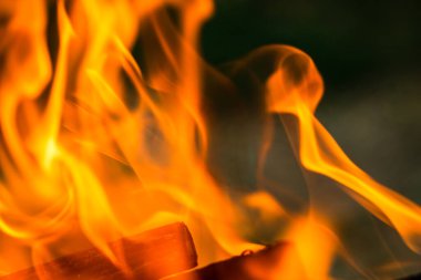 Parlak alevli kömür ızgarası. Sıcak ızgara, açık hava yemekleri.