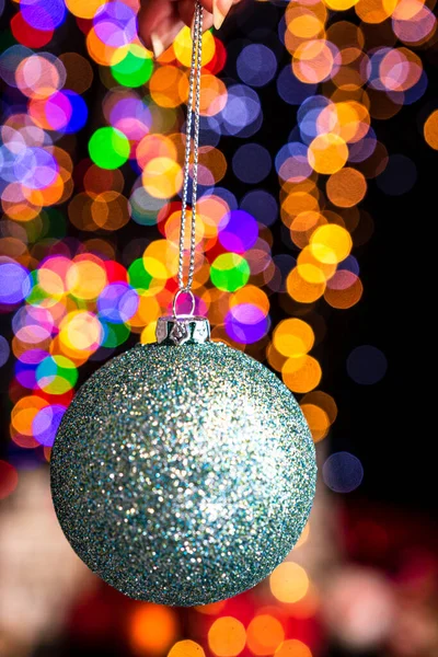 Celebración Decoración Navidad Contra Fondo Luces Bokeh — Foto de Stock