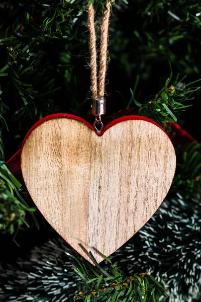 Hartvormige Kerstversiering Hangend Kerstboom — Stockfoto
