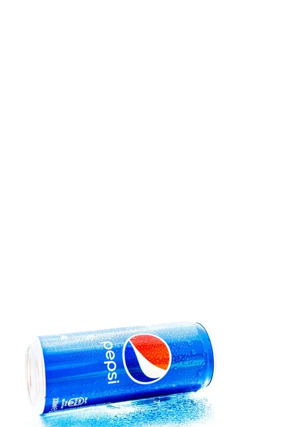 Pepsi Blikje Met Waterdruppels Boekarest Roemenië 2021 — Stockfoto