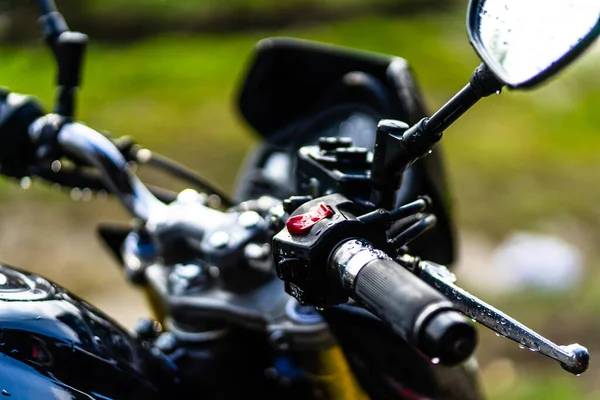 Detail Black Motorcycle Honda Hornet Motorcycle Detail Photo Bucharest Romania — Stock Photo, Image