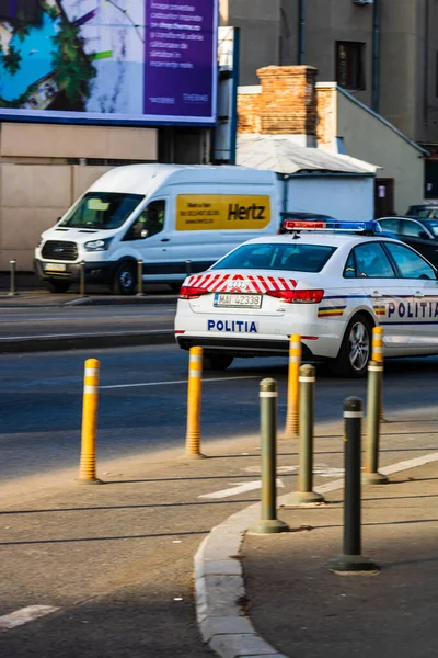 Bilar Trafik Vid Rusningstid Centrum Staden Bilföroreningar Trafikstockning Morgon Och — Stockfoto