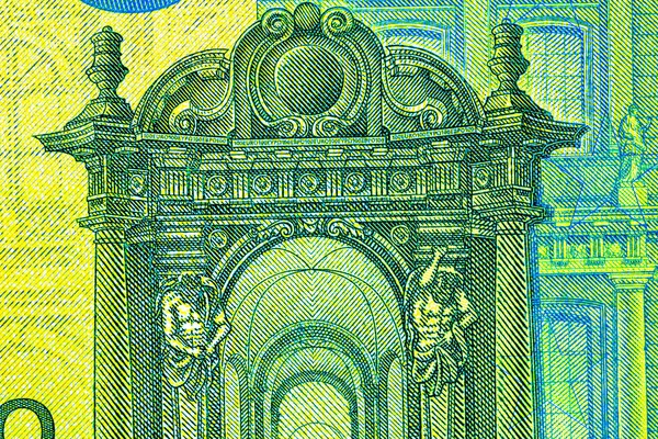 Selektiver Fokus Auf Die Details Der Euro Banknoten Makrodetails Der — Stockfoto