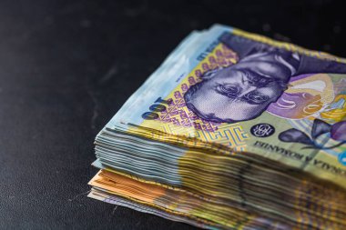 LEI banknotlarının ayrıntıları. Rumen LEI banknotlarının hisseleri. Dünya para kavramı, enflasyon ve ekonomi kavramı