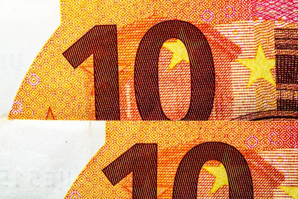 Foco Selectivo Pormenor Das Notas Euro Detalhe Macro Detalhado Das — Fotografia de Stock