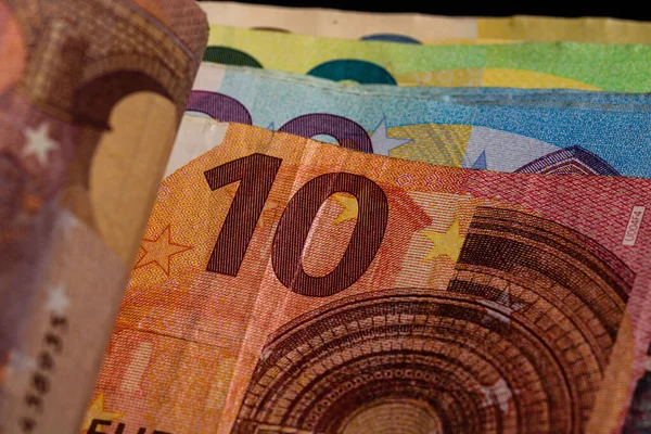 Détail Billet Euros Gros Plan Monnaie Euros Isolée — Photo