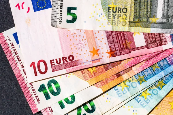 Menutup Uang Kertas Euro Latar Belakang Uang Euro Yang Terisolasi — Stok Foto
