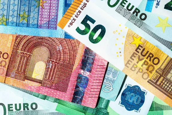 Detail Peněz Eurobankovky Pozadí Peněz Euro Izolované — Stock fotografie