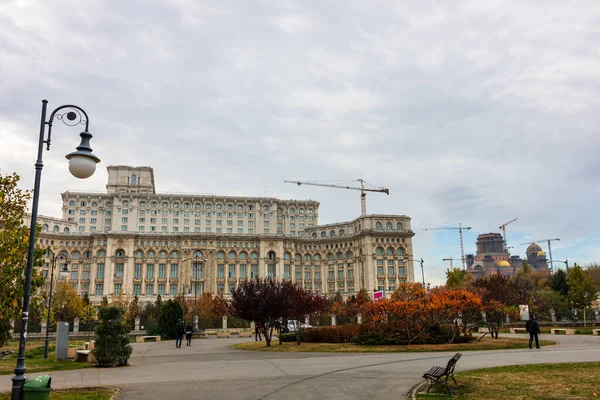 Vista Detalhada Palácio Parlamento Bucareste Romênia 2021 — Fotografia de Stock