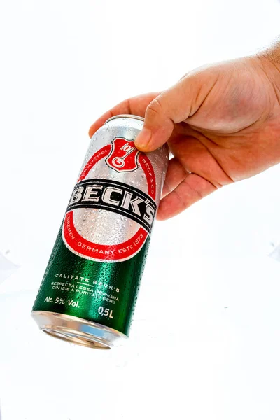 Lata Cerveza Beck Becks Bucarest Rumania 2021 — Foto de Stock