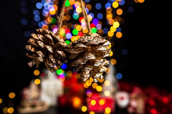 Celebración Decoración Navidad Contra Fondo Luces Bokeh — Foto de Stock