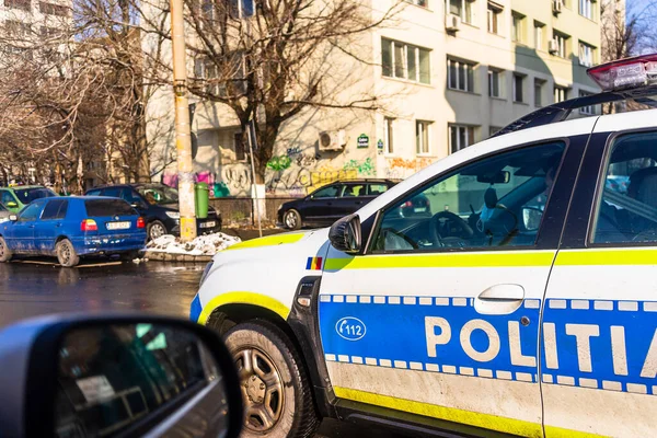 Polizia Rumena Politia Rutiera Auto Pattuglia Strade Bucarest Romania 2021 — Foto Stock