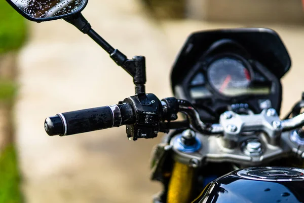 Detalj Svart Motorcykel Honda Hornet Motorcykel Detalj Foto Bukarest Rumänien — Stockfoto