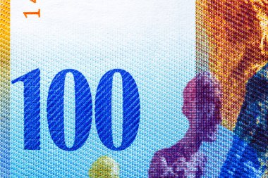 CHF banknotlarının detaylarına özen göster. İsviçre Frangı banknotlarının makro detaylarını kapat. Dünya para kavramı, enflasyon ve ekonomi kavramı