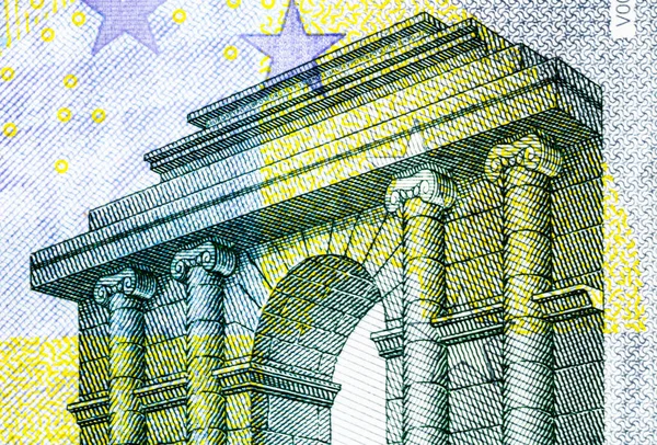 Selektiver Fokus Auf Die Details Der Euro Banknoten Makrodetails Der — Stockfoto