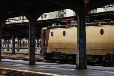 Bükreş, Romanya 'daki Bükreş (Gara de Nord Bükreş) tren istasyonunda ya da hareket halindeki tren platformunda 2022
