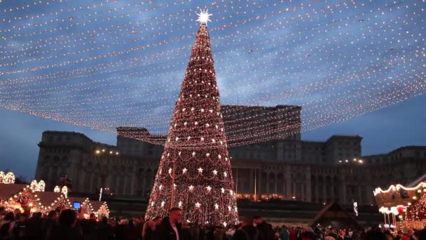 Rynek Bożonarodzeniowy Bukareszcie Rumunii — Wideo stockowe