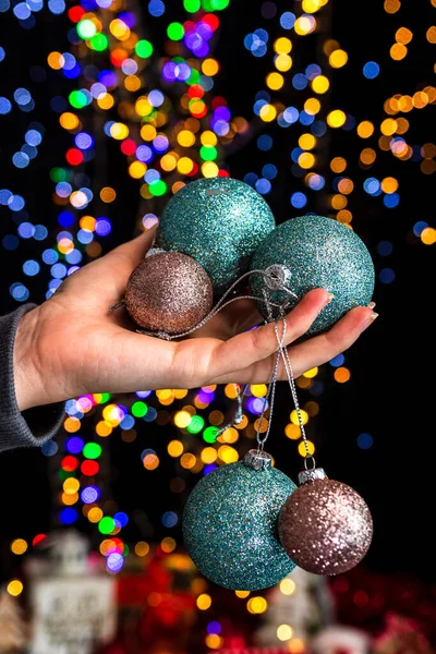 Weihnachtsdekoration Mit Bokeh Weihnachtsbeleuchtung — Stockfoto