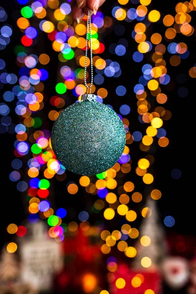 Celebración Decoración Navidad Contra Fondo Luces Bokeh — Foto de Stock
