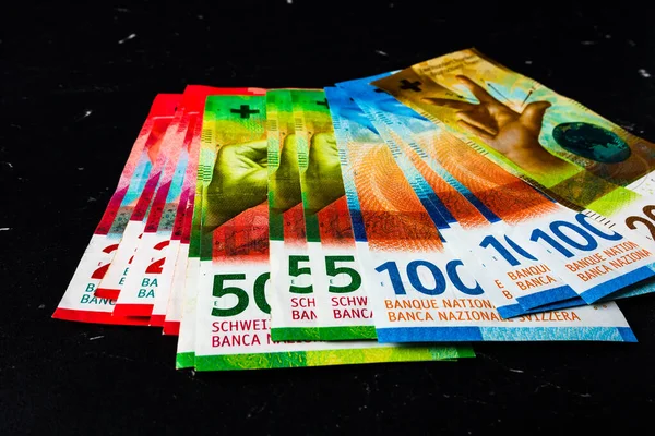 Billets Francs Suisses Chf Monnaie Concept Monnaie Mondiale — Photo