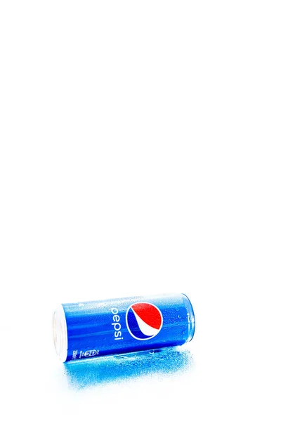 Pepsi Kanna Vízcseppekkel Bukarestben Románia 2021 — Stock Fotó