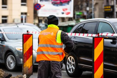 Romanya 'nın Bükreş kentinde inşaat işçileri, 2021