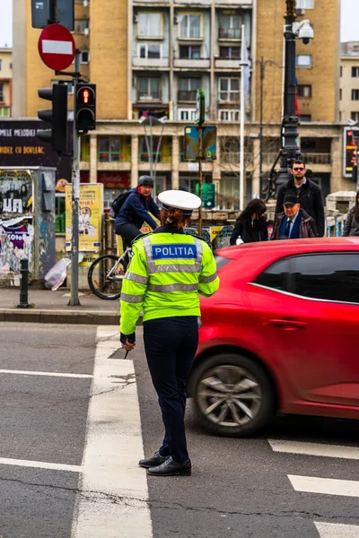 Agent Police Police Roumaine Circulation Politia Rutiera Dirigeant Circulation Pendant — Photo