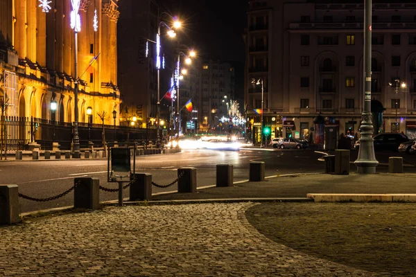 Ljusspår Nattfotografi Bukarest Rumänien 2021 — Stockfoto