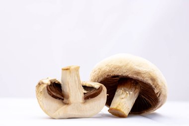 Taze şampiyonlar, şampiyon mantarlar, yakın plan, izole edilmiş.